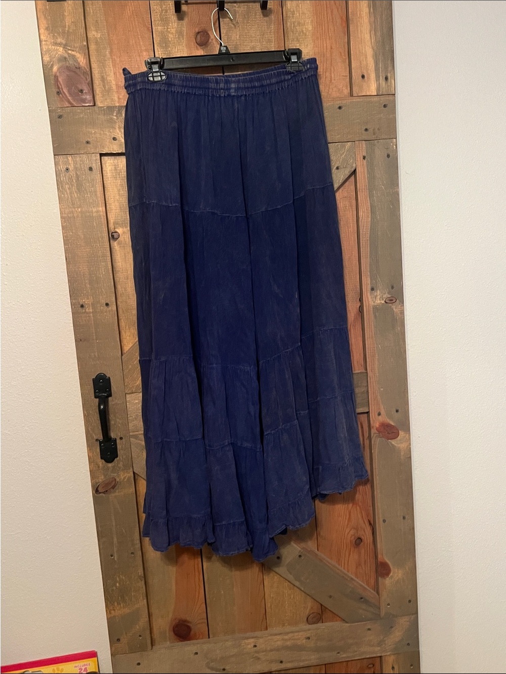 Women's Navy Tiered Maxi Skirt with Elastic Waist Gauchos/ Riding skirt. Size XL